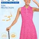 Cucuchy Style Womens Polo Tennis Golf Dresses with Shorts Sleeveless Zip Up Athletic Dress (Pink, L)