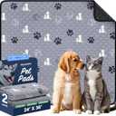 WanpeeGoo Washable Pee Pads for Dogs Mat, 2 Pack Absorbent Reusable Training Dog Pads Pet Puppy Pads, Non-Slip Potty Pads for Whelping, Playpen, Crate, Bed, Grey 24"x36" (Gray)