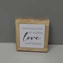 Funny Farmhouse Laundry Decor, Our Home is Endless Love and Laundry Phrase Wooden Box Sign, Freestanding Bathroom Decor, Square Wood Block Sign Table Decorative 5.95.9 inch