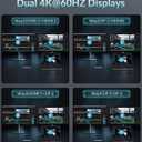 PHIXERO 10 in 1 USB Docking Station Dual Monitor 4K@60HZ for Mac M1/M2, Displaylink Dock with 2 HDMI & 2 DP, 100W PD, 3 USB 3.2Gen2 [10 Gbps], Ethernet, Audio, Compatible with Thunderbolt, Windows,et (Silver)