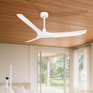 60" Outdoor Ultra-Thin Ceiling Fan no Light,3 ABS Blades for Covered Patio