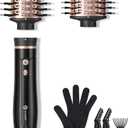 slopehill 6X High Speed Hair Dryer Brush Blow Dryer, 50m/s,1600W & 100000RPM Fast Drying, Straightening, Volumizing & Curling, Hot Air Blowout Brush with Millions Ions & 8 Modes for Less Frizzy (Black Gold)