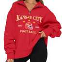 KIDDAD Football Sweatshirt for Women Game Day Graphic 1/4 Zip Shirts Football Team Fans Long Sleeve Pullover Tops, 2XL