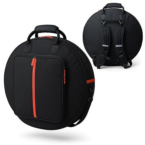 Professional 24" Cymbal Bag 6- Pack with Padded Dividers - Puncture-Resistant Bottom, with Commercial YKK Zippers With Drums Sticks, Accessories Pocket (Rucksack)