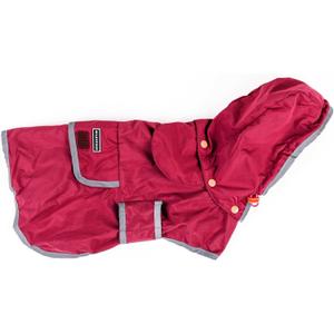 Wilderdog Dog Jacket Waterproof Raincoat with Breathable Interior, Removable Hood, Torso Strap, Secure Closures, Back Pocket and Two Hanging Loops, Foldable into Back Pocket (Large, Huckleberry)