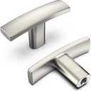 homdiy 10 Pack Solid Heavy Duty Zinc Alloy Cabinet Knobs, Brushed Nickel Drawer Knobs, T Kitchen Pulls Modern Hardware for Kitchen Bathroom Cupboard (Single Hole)