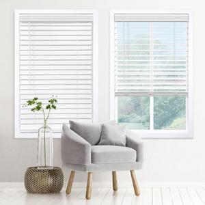 DEZ FURNISHINGS Cordless 2" Signature Faux Wood Blind, 30.5" W x 60" H, Snow White (30.5"W x 60"H, Snow White)