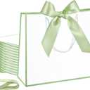 Silkfly 24 Pcs Gift Bags with Handles for Bridesmaid, 12x10x4'' Wedding Welcome Elegant Gift Bags with Bow Ribbon for Graduation Groomsmen Women Baby Shower Birthday Housewarming (White,Sage Green)