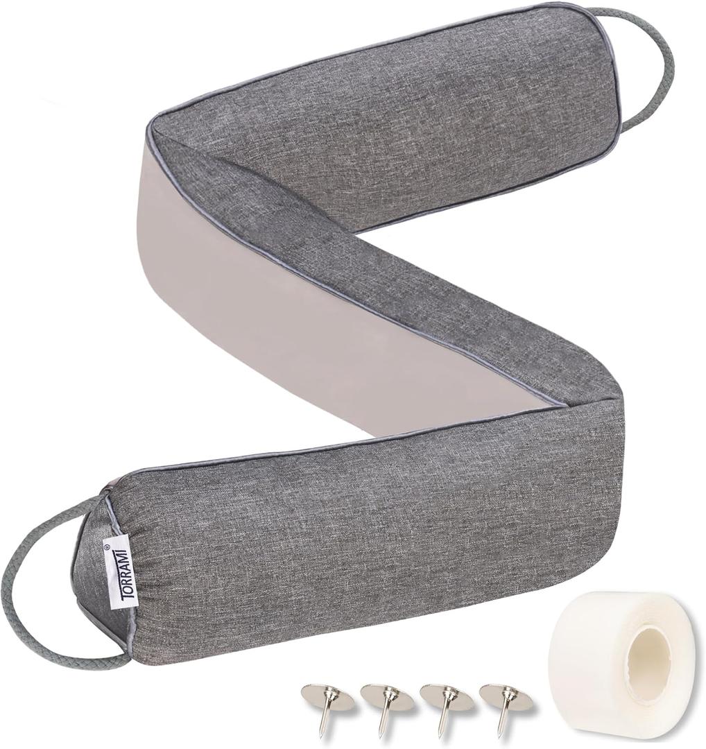 TORRAMI 36" Door Draft Stopper for Bottom of Doors, Seal Blocks Hot Air, Noise, Bugs, Keeps Cold AC in, Easy Install Gap Filler Draft Stoppers, Gray