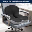 Seat Cushion, Office Chair Cushions for Tailbone Relief, Seat Cushions for Office Chair with L-Shaped Ergonomic Design & Adjustable Strap, Memory Foam Chair Cushion for Long Sitting Worker (Black Gray)
