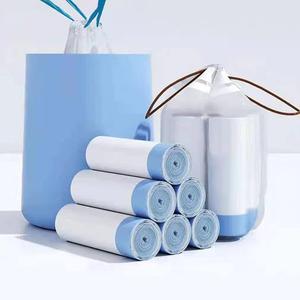 Small Trash Bags 3.5 Gallon, 100 Pcs Bathroom Garbage Bags, Blue Strap 3 Gallon Trash Bag Kitchen Garbage Bags(White) With Drawstring Quickly Pack Garbage