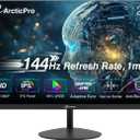 ArcticPro 27inch Computer Monitor, FHD 1080p, 144Hz Office and Gaming Monitor, IPS, Adaptive Sync, 110% sRGB, 1ms, 3-Sided Frameless, Ultra Slim, VESA Mountable, Anti-Blue Light Design, HDMI, DP