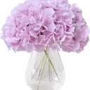 Artificial Hydrangea Flowers Mauve Lavender Heads 10 Fake Hydrangea Silk Flowers for Wedding Centerpieces Bouquets DIY Floral Decor Home Decoration with Stems(VASE NOT Included)