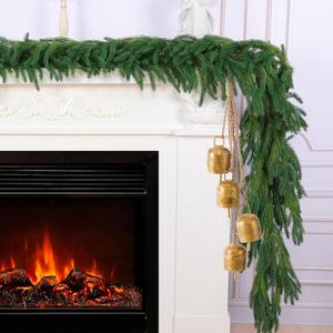 Hananona 2 Pcs 6 Ft Artificial Norfolk Pine Garlands, Realistic Pine Garland, Green Artificial Greenery Garland for Table, Mantle, Wall, Indoor, Outdoor Winter Christmas Decorations (2, 6 FT)