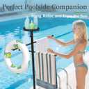 Pool Towel Rack Outdoor with Built-in Tray Adjustable, Heavy-Duty Towel Racks & Storage for Backyards