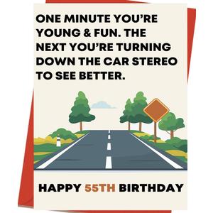 5 x OJsensai Funny 55th Birthday Card & Gifts for Men Women, 55 Year Old Birthday Decorations for Him Her Husband Wife Dad Mom