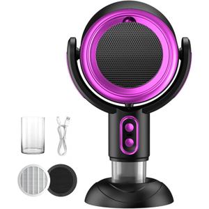 Puff Hide Smoking Fan for Smoking Indoors, Black Purple Electric Smokeaway Purifier Fan Portable Table Smoke Air PuriferFan Adjustable Angle Kitchen Mini Filter Smoke ExhaustFan(Rechargeable)
