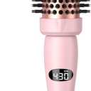 Thermal Round Brush, 1.5 inch Blowout Brush with Ceramic Barrel & Negative Ions Tech Makes Hair Smoother Get Natural Curls, Heated Styler Tool for All Hair Type, Dual Voltage (Pink)