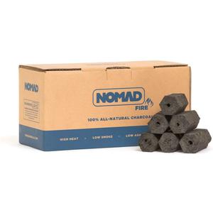 Nomad Fire 100% All-Natural Hardwood Charcoal | 10 LBS | Thai-Style Binchotan | Long Burning (4-6 hrs), High Heat, Low Ash, Low Smoke. Pro Charcoal for Nomad, Kettles, Kamados, Charcoal Smokers
