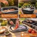 2-Pack XL Collapsible BBQ Prep Tub with Stainless Steel Cutting Board for Grilling Outdoor Cooking,with Locking Lid - for Meal Prep Marinating Food Storage,Large Food-Safe Container,Gifts for Men