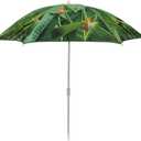 Beach Umbrella with Sand Anchor & Carry Bag, 6.5 Foot Beach Umbrella with Tilt Adjustable Pole Height, Ideal for Travel Garden Lawn, UPF 50+ (Birds of paradise)