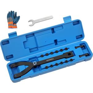 15PCS Pulley Holder Tool Kit, Universal Pin Spanner Wrench Set, 1/2" Drive Ratchet Adjustable Spanner Wrench with Variable Pins fits Camshaft Pulleys, Fan Clutch Removal Wrench Tool