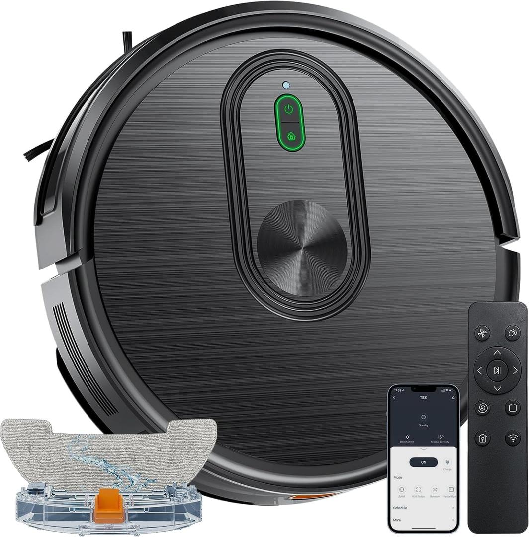 Robot Vacuum and Mop Combo, 2 in 1 Vacuuming & Mopping Robot with Schedule, App/Bluetooth/Voice, 3200Pa Max Suction, Self-Charging Robot Vacuum Cleaner, Slim, Ideal for Pet Hair, Hard Floor, Carpet