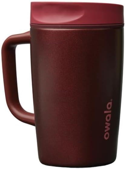 Owala SmoothSip Slider Stainless Steel Insulated Travel Mug with handle, 100% Leak Proof, For Hot and Cold Drinks, Travel Friendly with Sliding Lock Lid, 12oz, BPA Free, Leak Proof, Black Cherry