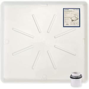 Eastman Washing Machine Drain Pan, 30 Inch x 32 Inch OD, Plastic Tray, White, 52525