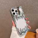 Gothic 3D Hollow Horror Devil Pattern Case for iPhone 12 Pro, [Luxury Chrome Color Plating] [Heat Dissipantion Thermal Design] Shockproof Bumper for Halloween- Silver