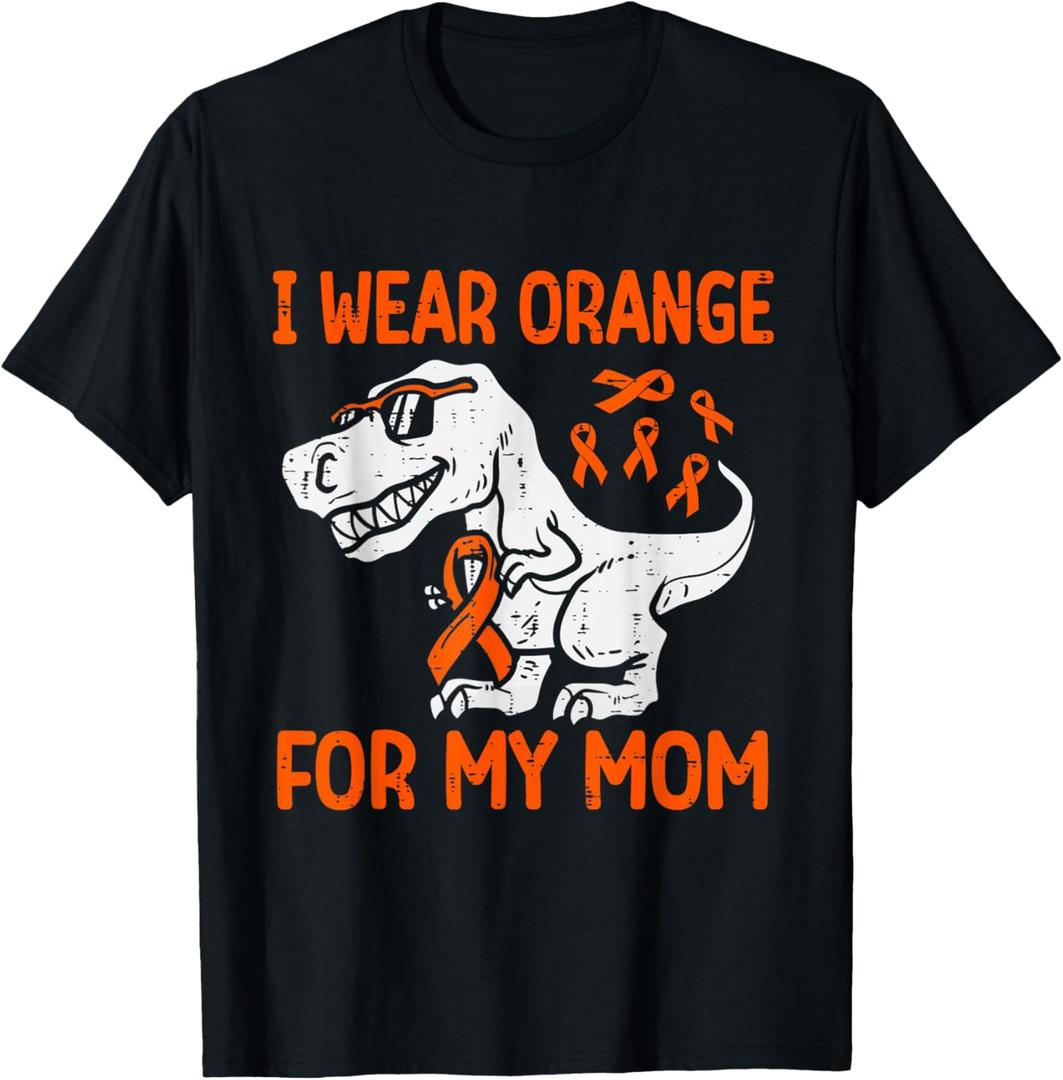 I Wear Orange For My Mom Dinosaur Multiple Sclerosis Kids T-Shirt, S