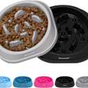 MateeyLife Small Slow Feeder Cat Bowls 2PCS, Anti-Choking Puzzle Cat Food Bowls, Anti-Slip Interactive Dog Feeding Slow Down Eating, Bloat Stop Maze Dishes Dog Feeder for Small Breeds 1 Cup Gray&Black