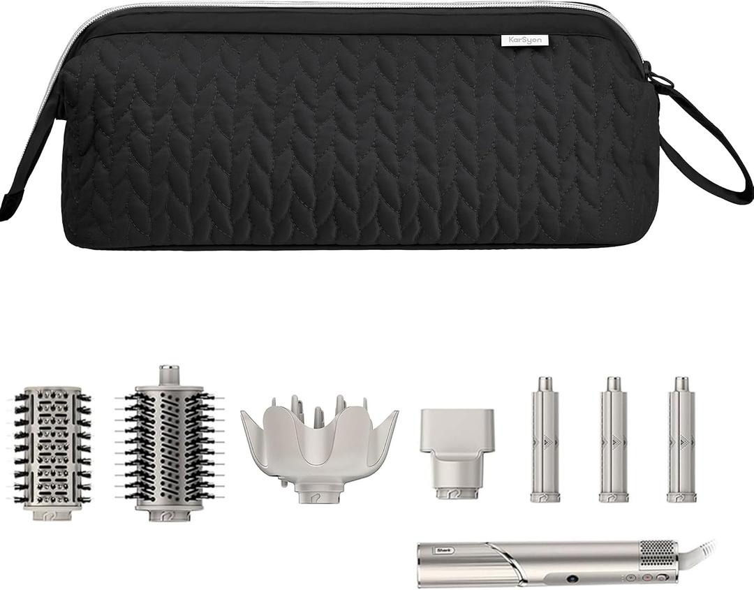 KarSyon Shark Flex Style Case for Dyson Airwrap Hair Dryer Brush Revlon Hair Tools Travel Bag Carrying Case Flat Curling Iron Organizer (Black)