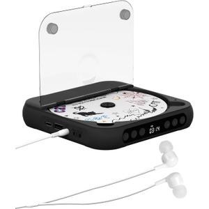 ENVYCLOUD CD Player Portable with Dual Stereo Speakers, Rechargeable Portable CD Player with Bluetooth for Home with Headphones,Black