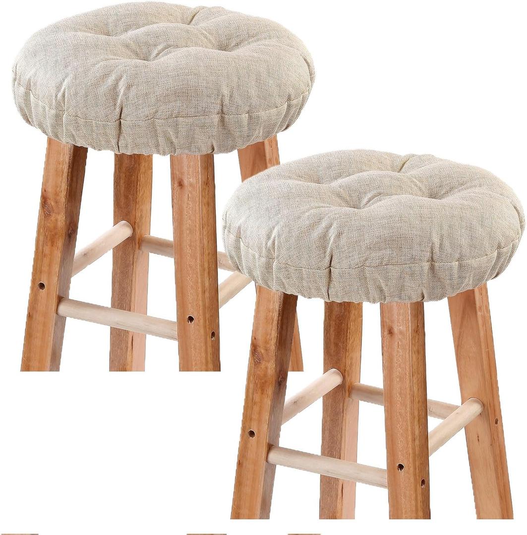Bar Stool Covers Set of 2, Stool Covers Round with Elastic Band Pad, Soft Stool Seat Covers, Nonslip and Washable, 12 Inch, Beige