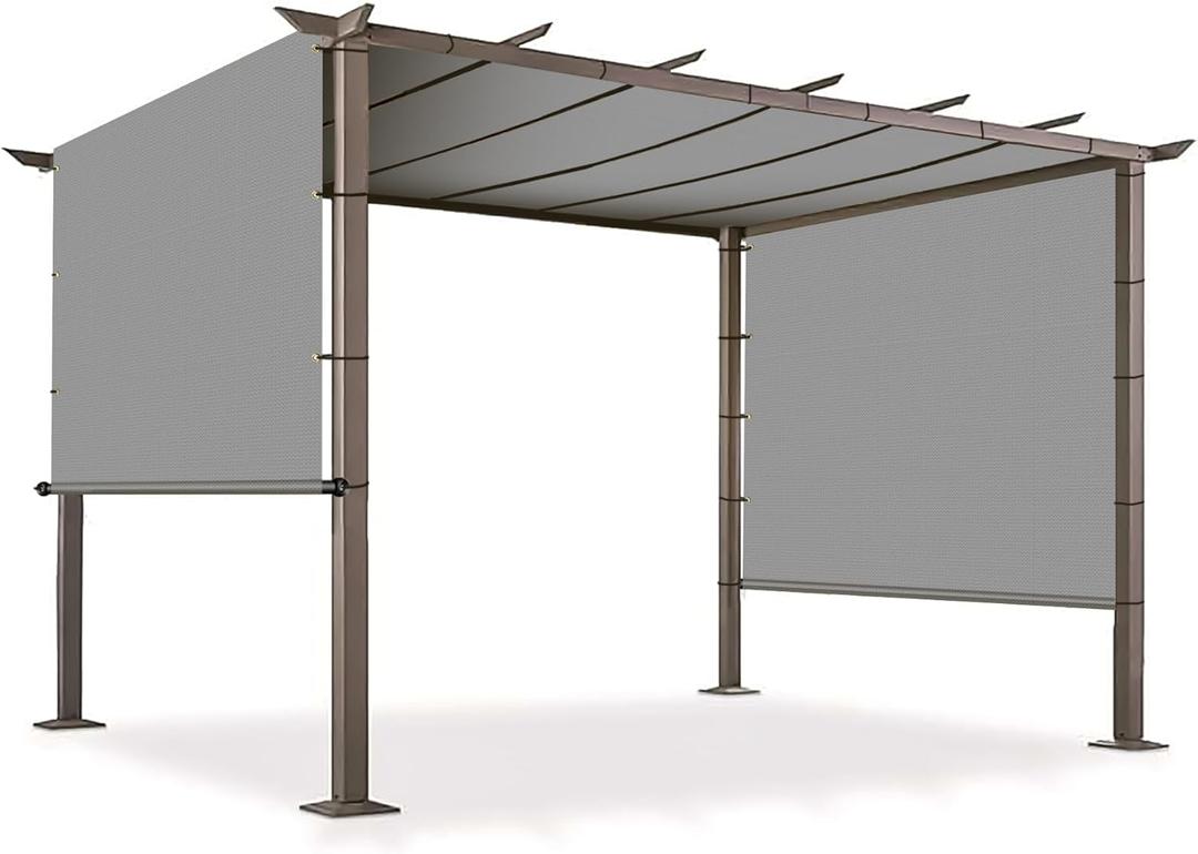 8' x 12' Universal Pergola Shade Cover with Grommets Weighted Rods, Sun Shade Cloth Outdoor Canopy Replacement Cover, Patio Awning for Porch, Backyard, Gazebo, Garden, Light Gray