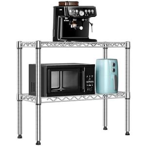 MZG 220 lbs 2 Tier Storage Rack Metal Wire Shelving Unit, Storage Standing Household Shelf Organizer for Laundry Bathroom Kitchen Pantry Closet Garage Utility Room, Chrome 11.8" D x 27.6" W x 23.4" H