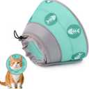 Cat Cone Collar Soft Elizabethan Collar for Surgery Recovery - Adjustable for Small and Large Cats Kittens to Stop Licking (S (Neck 5"-7"), Green)