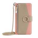 Kimiyaki Leather Phone Case for Samsung Galaxy S25 Ultra Wallet Cover with Mirror, Flip Cover Card Slot, Crossbody Strap, Zipper Pocket Cases for Women(Pink)