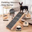 Foldable Dog Ramp for Bed & Couch, Portable Dog Stairs for Small Dogs with 4 Adjustable Heights from 9.25'' to 17.72", Wooden Pet Ramp Steps with Non-Slip Pad for Sofa