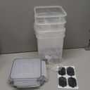 4 Pack Large Airtight Food Storage Containers with Lids (5.2L / 176oz), BPA Free Plastic Kitchen and Pantry Organization Contianers for Cereal Flour and Sugar Storage, Labels & Marker