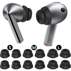 Delidigi 6 Pairs Ear Tips for Samsung Galaxy Buds3 Pro (2024), S/M/L 3 Sizes Double Flange Silicone Eartips Earbuds Earplug Replacement Fit in Case Compatible with Samsung Galaxy Buds 3 Pro (Black)
