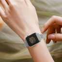 Dressy Silver iWatch Bands for Women - Compatible with Apple Watch Series 10-1/SE/Ultra, Fits 38mm 40mm 41mm 42mm 44mm 46mm - Luxury Designer Bracelet, Elegant Stylish Strap