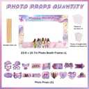 22Pcs Birthday Party Decorations Photo Booth Props Set 23.6x15.7in Photo Booth Frame with 21 Pcs Props Y2K Pink Purple Music Themed Party Props Kit for Birthday Decor Supplies