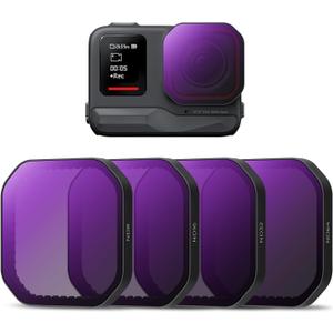 K&F Concept Kit de filtro ND compatible con Insta360 Ace Pro 2, 4 unidades ND8 ND16 ND32 ND64 Filtro de densidad neutra, reduccin de luz, control de exposicin, vidrio ptico HD multicapa