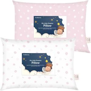KeaBabies 2-Pack Toddler Pillows 2 Year Old to 5-13x18 Soft Organic Cotton Kids Pillow for Sleeping, Travel, School, Daycare, Nap, Toddler Bed, Machine Washable, Without Pillowcase (Daisy)