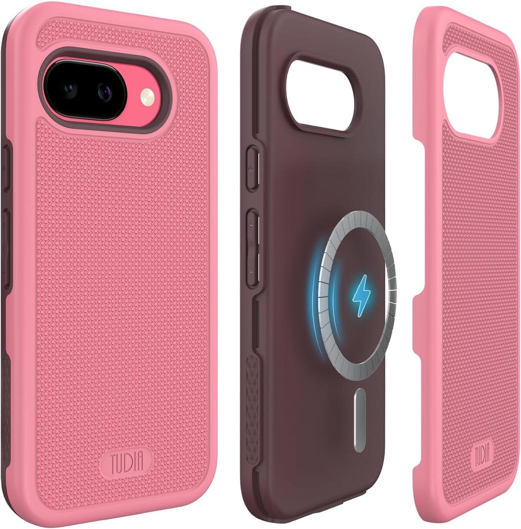 TUDIA for Google Pixel 9a Case (2025) - [Magsafe Compatible] [MergeGrip] Dual Layer Slim [Military Grade Drop Tested] Shockproof Protective Pixel 9A Phone Cases - Smokey Pink
