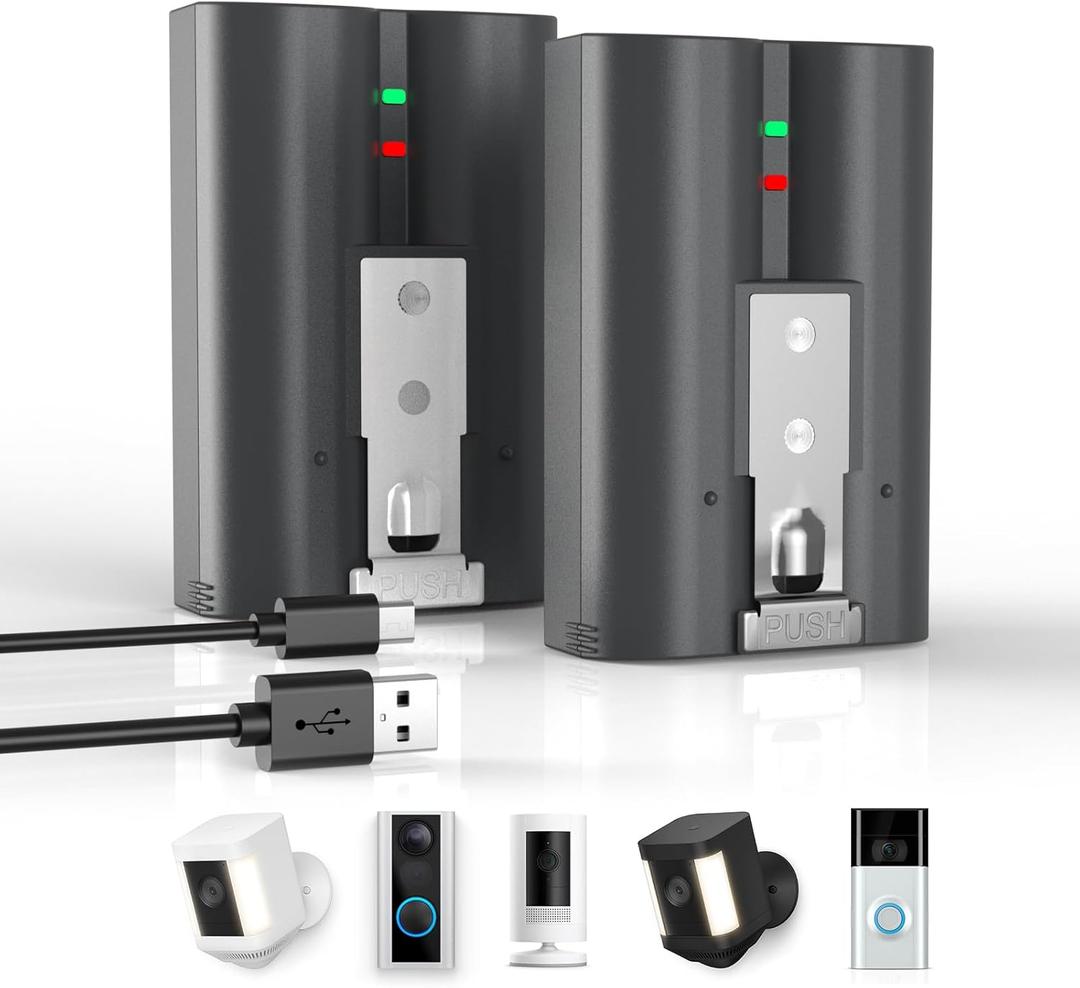 Upgraded 2 Pack Replacement for Ring Battery, 7200mAh High Endurance Li-ion Camera Battery Compatible with Ring-Doorbell 2/3/4/3plus, Stick Up Cam (2nd/3rd Gen) /Spotlight Cam/Peephole Cam (Black)