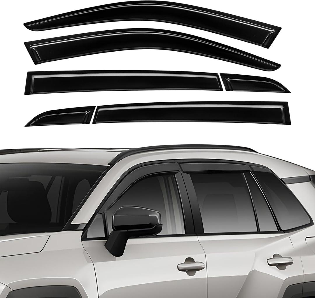 Rain Guards Compatible with Toyota RAV4 2026 2027, Tape-on Durable Side Sun Wind Window Deflectors, 2026-2027 RAV4 Rain Guard Black 6 PCS