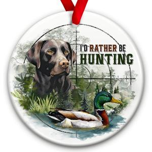 2 x SOL VIBES Hunting Duck Christmas Ornament  Hunting Dog and Duck Holiday Decoration, Rustic Outdoor Themed Ornament, Hunter Gifts Idea, Unique Xmas Tree Decor for Hunters, Outdoorsmen